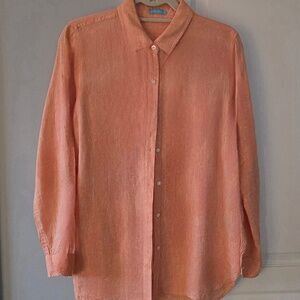 J McLaughlin melon color linen blouse